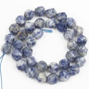 Blue and white faceted stone loose beads semi-finished string for DIY handmade bracelets.