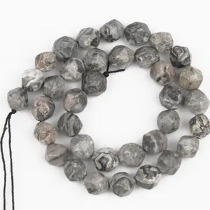 Faceted stone beads strand for DIY handmade bracelets jewelry accessories crafting.