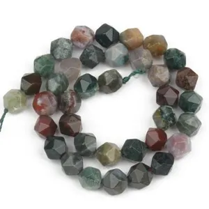 Faceted natural stone loose beads for DIY handmade jewelry crafting and bracelets.