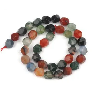 Multi-color faceted natural stone beads strand for DIY bracelet jewelry making and craft design.