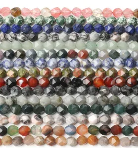 Natural Stone Faceted Beads Loose Rhombus Shape Semi Finished DIY Jewelry Making Bracelet Necklace Craft Accessories
