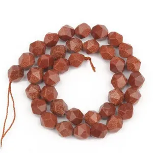 Faceted brown goldstone loose beads semi-finished diy handmade bracelet jewelry accessories