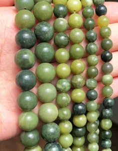 Green jade stone loose beads round semi-finished DIY bracelet jewelry making supplies