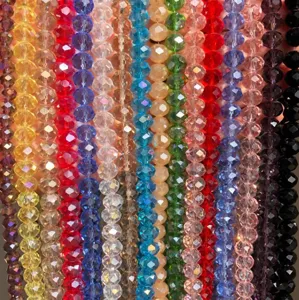 DIY Crystal Faceted Rondelle Loose Beads AB Coated Spacer Beads For Handmade Bracelets Necklaces Jewelry Making