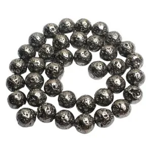 Wholesale electroplated lava stone round loose beads for DIY handmade jewelry bracelets making