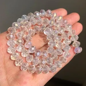 Clear faceted crystal glass beads AB color rondelle spacer beads for DIY bracelet jewelry making