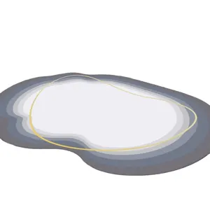 Tappeto moderno astratto irregolare con sfumatura grigia e linee dorate immagine principale