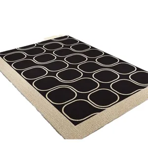 Alfombra moderna geométrica antideslizante con borde tejido para salón y entrada de casa