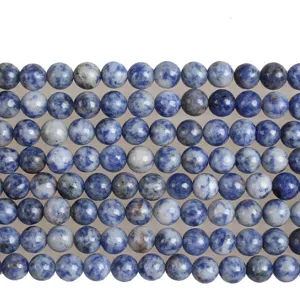 Brins de Perles en Cristal Synthétique Bleu Blanc Moucheté Accessoires de Fabrication de Bijoux DIY Bracelet Collier