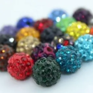 Wholesale 8mm rhinestone Shamballa clay beads colorful crystal loose DIY jewelry making.