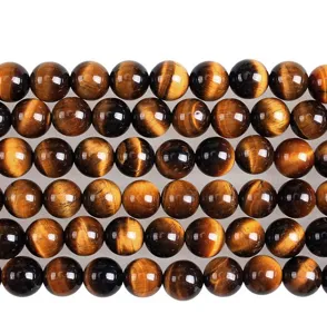 Round Yellow Tiger Eye Stone Loose Beads DIY Jewelry Making Semi Finished Beaded Strand Bracelet Necklace Craft Accessories