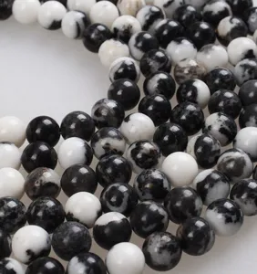 Artificial Crystal Loose Beads Black And White Zebra Stone Smooth Round Beads For DIY Bracelet Necklace Making