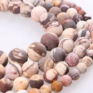 Natural Stone Matte Zebra Stone Round Loose Beads DIY Jewelry Making Accessories For Bracelet And Necklace Craft