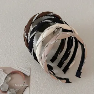 Elegant braided rhinestone twist headbands in multiple colors for women fashion accessory