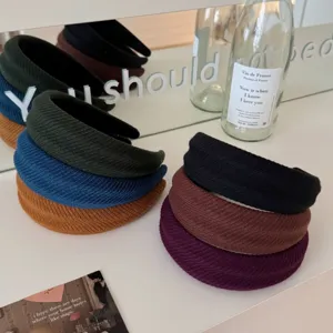 Ribbed solid color wide headbands for high skull top style in various colors