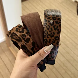 Maillard-Stil Leopard-Muster breite Haarreifen Set für Damen Vintage Haarschmuck
