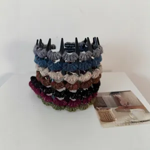 Vintage wool-wrapped wavy headbands with anti-slip teeth shown in multiple colors