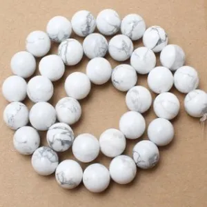 Perles Vrac en Pierre Turquoise Blanche Synthétique Perles Rondes Espaceurs Pour Fabrication de Bijoux Bracelet Collier Bricolage