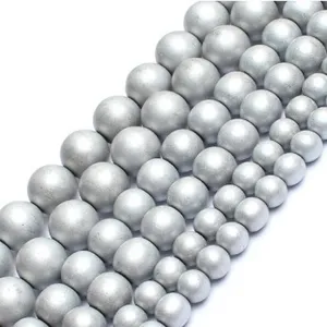 Silver matte round beads semi-finished loose beads for DIY bracelet jewelry making.