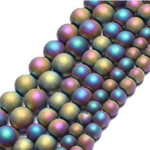Close-up of colorful matte round beads for DIY handmade jewelry bracelets crafting supplies.