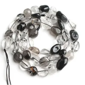 Natural Black Rutilated Quartz Loose Beads Irregular Shaped Stone Beads For DIY Bracelet Necklace Jewelry Making Supplies