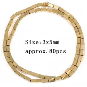Golden hematite cube beads DIY bracelet loose spacers 3x5mm jewelry making supplies