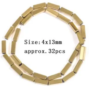 Gold rectangular hematite beads loose strand for DIY handmade bracelet jewelry making parts.