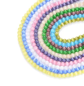 DIY Cat's Eye Glass Loose Beads Round Hole Beads For Handmade Bracelet Necklace Jewelry Making Accessories
