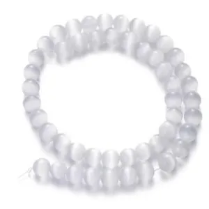 White cat eye beads loose round drilled DIY bracelet jewelry accessories craft making