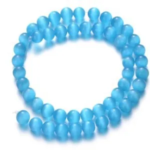 Blue Cat's Eye Loose Round Beads Drilled DIY Bracelet Jewelry Accessories Craft
