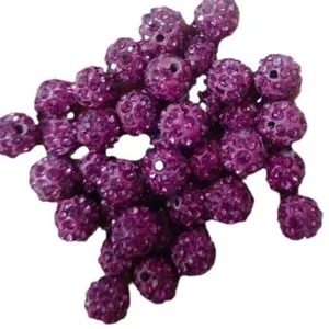 10mm double hole rhinestone clay Shamballa beads purple sparkling DIY jewelry making accessories