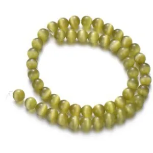 Olive green cat eye beads strand round drilled DIY half finished bracelet jewelry making