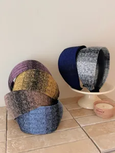 Macro view showing the soft texture of these vintage knitted wide headbands for women