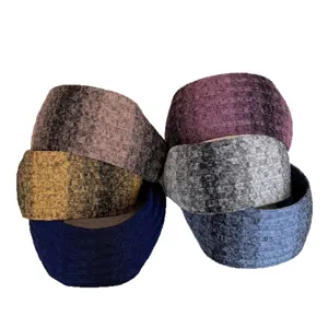 Group of wide knitted headbands in various assorted gradient retro colors for women