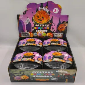 Boîte de présentation de squishy mystère Halloween avec jouets citrouille pailletés