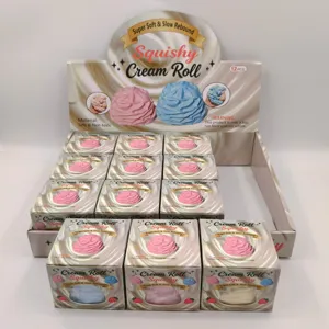 Slow rebound cream roll squishy toy set in retail display box for stress relief