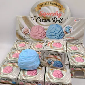 Stress relief blue cream roll squishy toy featuring super soft slow rebound texture