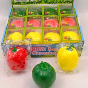Gedetailleerde weergave van gekleurde gesimuleerde paprika squeeze toys in verpakking
