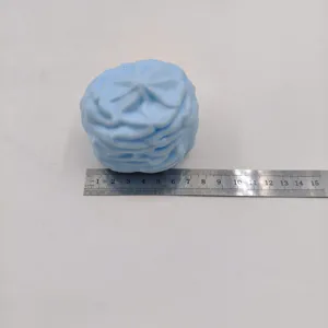 Detailed view of light blue cream cake shape slow rebound squishy stress relief toy with ruler