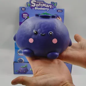 Close-up macro view of a large blueberry scented slow rebound squishy stress relief toy