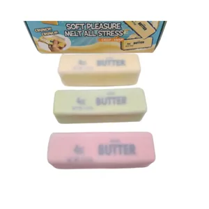 Set di giocattoli antistress squishy a forma di burro nei colori crema verde e rosa