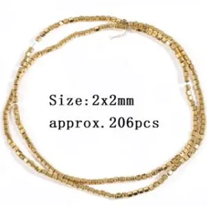 Gold square spacer beads detail, 2x2mm size, approx 206 pieces for DIY jewelry making crafts