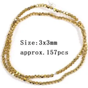Gold faceted loose beads 3x3mm DIY jewelry making spacer charm bracelet accessories