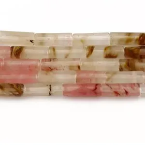 Natural stone imperial jasper crystal cylindrical beads detail shot for DIY jewelry making 4x13mm
