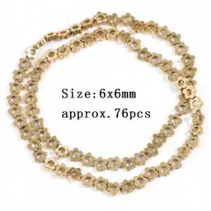 Gold flower beads DIY bracelet accessories 6x6mm jewelry making supplies craft 76pcs