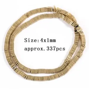 Gold plated hematite disk spacer beads 4x1mm loose DIY jewelry making craft accessories.