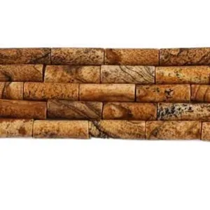 Natural picture jasper cylindrical loose beads for DIY jewelry making bracelets 4x13mm