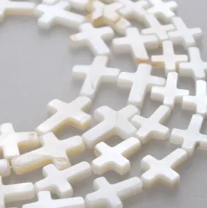 DIY Cross Shell Beads Synthetic Crystal Cross Loose Beads For Jewelry Making Handcrafted Necklace Earrings Accessories