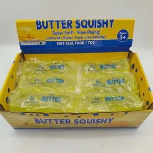 Gelbes Butter-Squishy-Set in Verkaufsbox, langsam aufsteigendes Spielzeug zum Stressabbau