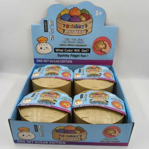 Σετ παιχνιδιών squishy Rainbow Mystery Bun σε καλάθια ατμού, πολύχρωμο δώρο κατά του άγχους.